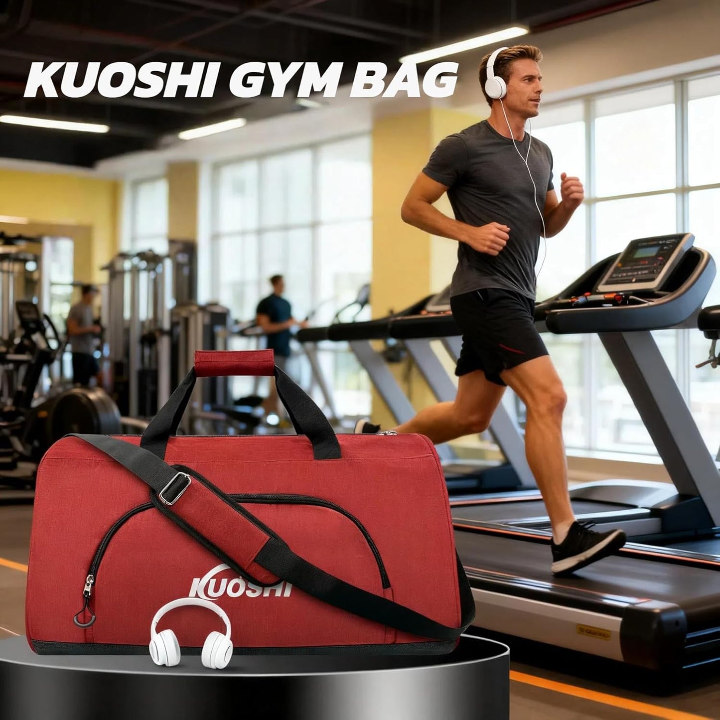 Gym Duffle Bag for Men & Women Water-Resistant-Sports Travel Bag with Ventilated Shoe Compartment & Wet Pocket, 56L Large Weekender Overnight Bag