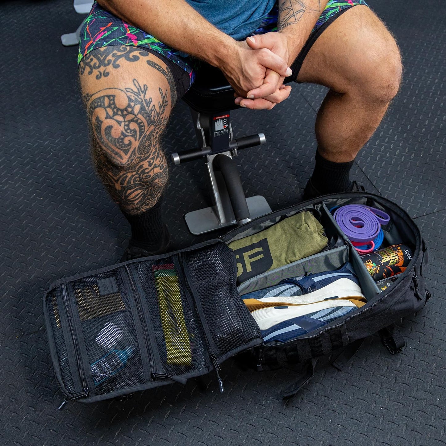 SERIOUS STEEL FITNESS Gym Bag, Rip-Resistant Fabric, Heavy Duty (Black, Backpack (Pro-Mini (26L) with Dividers))