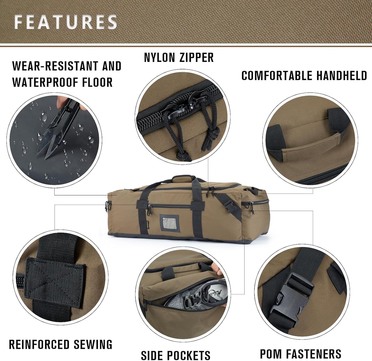 105l Large Duffel Bag For Travel, Gym & Sports - Water Repellent Polyester, Hidden Straps, Shoe Compartment - Perfect Luggage Duffle Bag Or Backpack For Men & Women