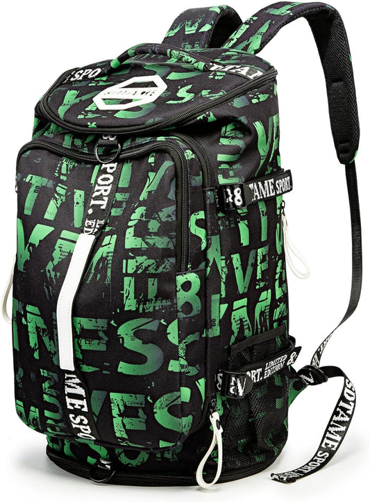 Gym Duffle Bag Backpack with Shoe Compartment,4 ways Travel Backpack for Women and Men,Multi-Functional Weekender bag with Waterproof Layer&Laptop Compartment for Fitness, Travel,Camping