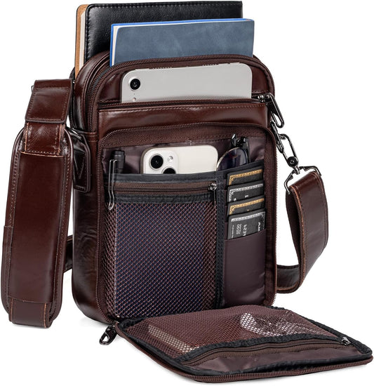 Leather Small Messenger for Men - Women Shoulder Chest Travel Bag - Crossbody Bag