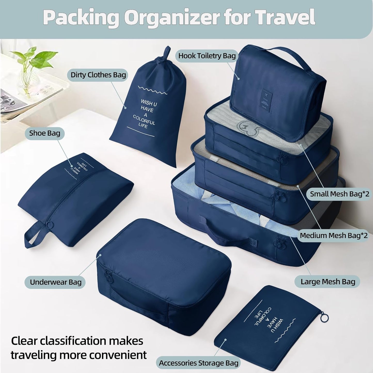 10 Pcs Set Packing Cubes - Travel Packing Organizers, Expandable Suitcase Organizer, Luggage Organizer Bags