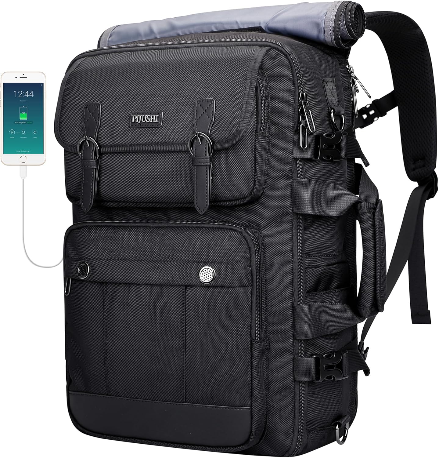 PIJUSHI Travel Backpack for Women Men Carry on Luggage Backpack Convertible Large Laptop Duffel Bag for Airplanes(PE049 Black)