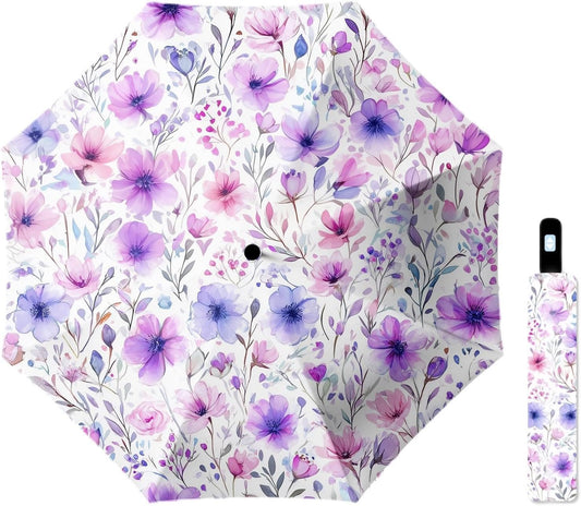 Small Travel Folding Umbrella for Girl, Portable, UV, SunShade, Compact, Automatic, Rain & Wind