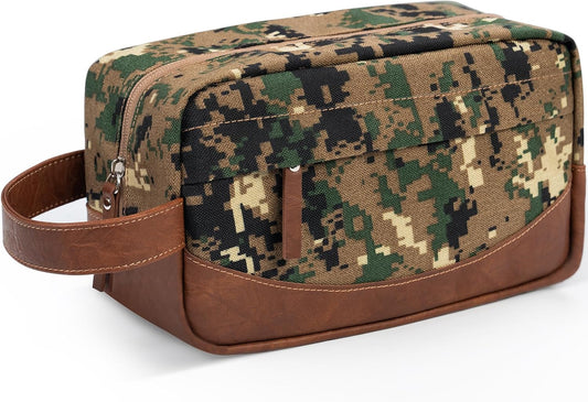 Travel Toiletry Bag for Men, Hanging Toiletry Organizer, Water Resistant Shaving Kit with Large Capacity for Travel Accessories (Camo-Green, Medium)