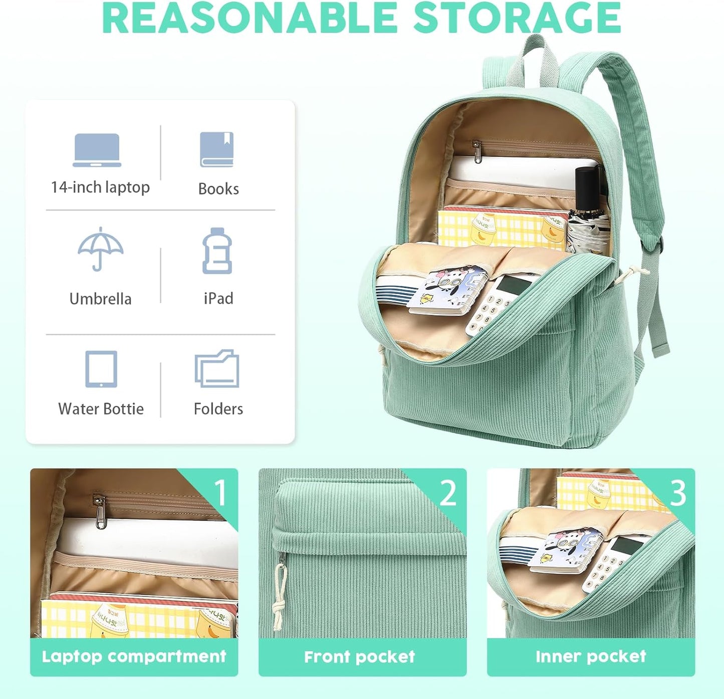 LEDAOU School Backpack Teen Girls Lightweight Bookbag Elementary Middle School Backpacks College Laptop Bag Travel Daypack