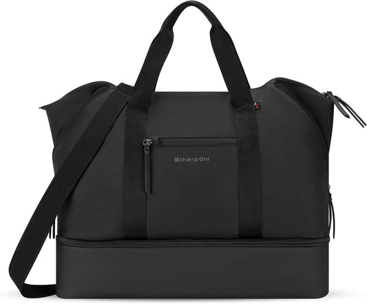 Sherpani Boston, Anti-Theft Weekender Bags,Travel Duffel Bag for Women, Carry On Tote Bag with Removable Shoe Bottom Compartment, Metal Hardware