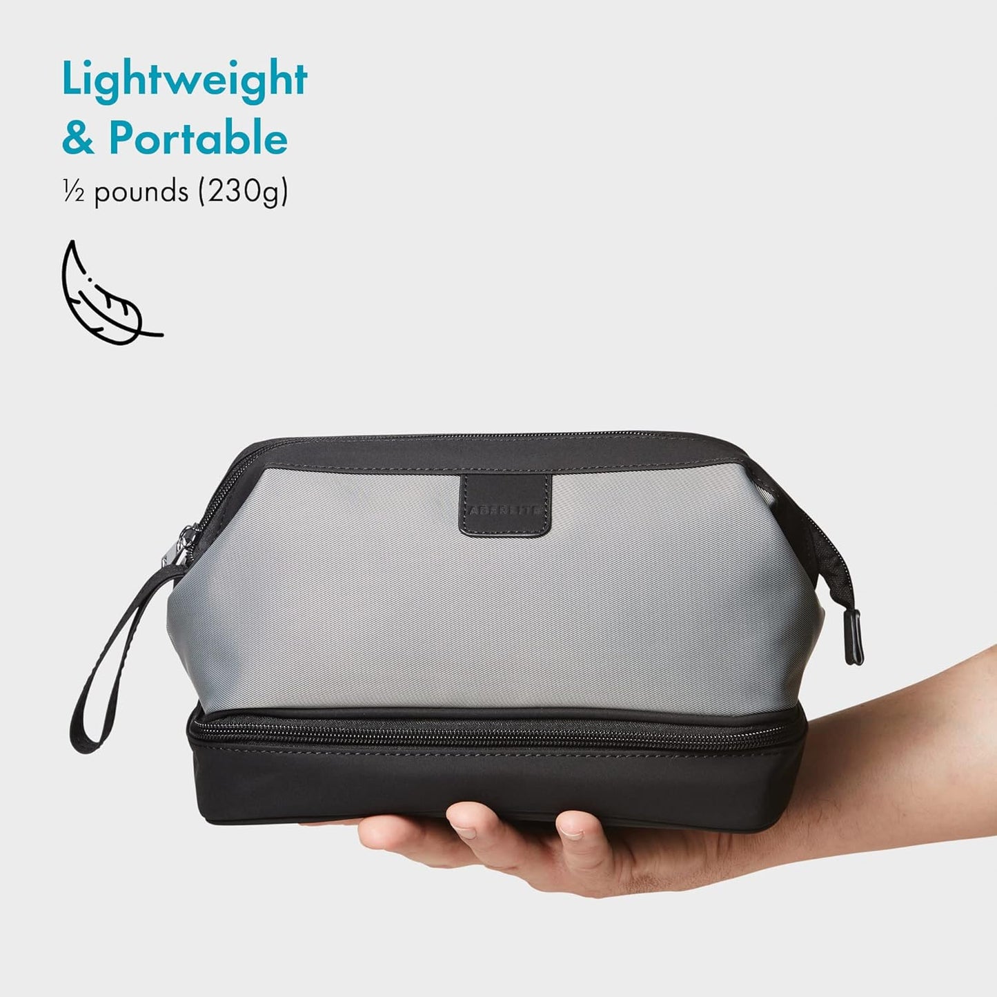 Aberlite Traveler Toiletry Bag for Men - Water Resistant Traveling Dopp Kit - Travel Pouches Organizer - Travel Bathroom Bag (Grey) (Medium Size - 5.3 Liters)