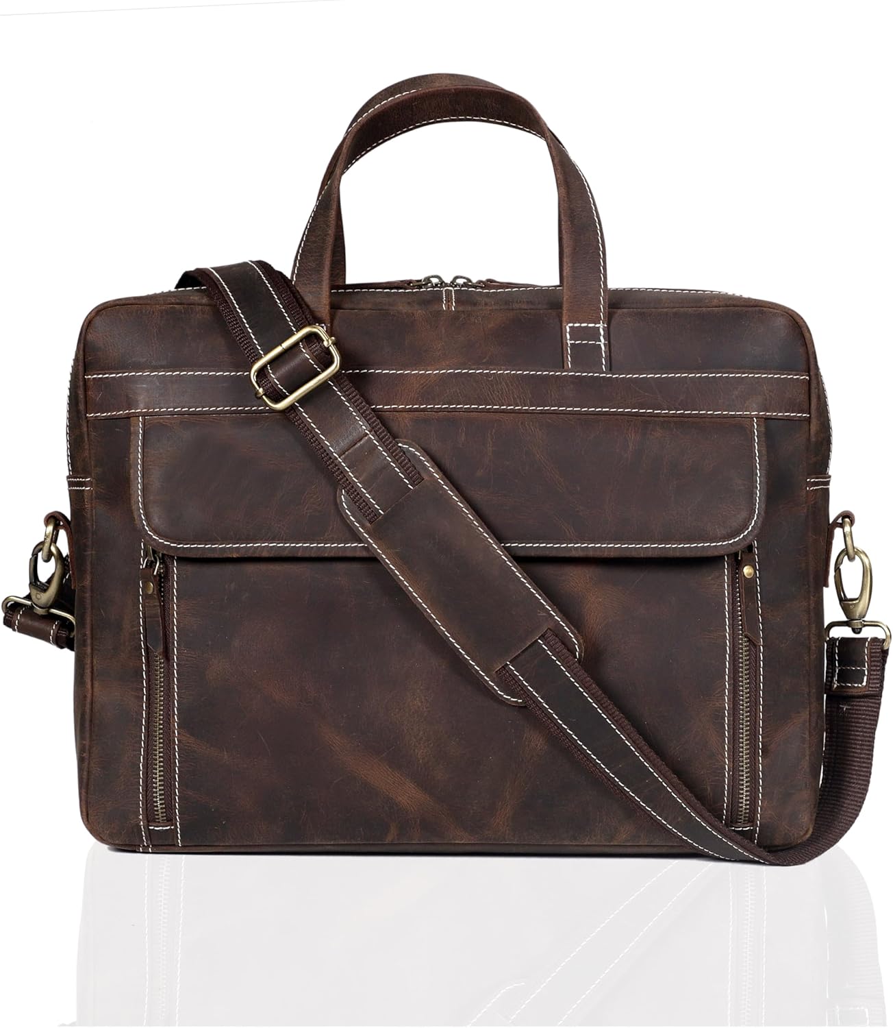 Full Grain italian Leather Briefcase for Men Top Choice Gifts Handcrafted Laptop Bag with Multiple Compartments