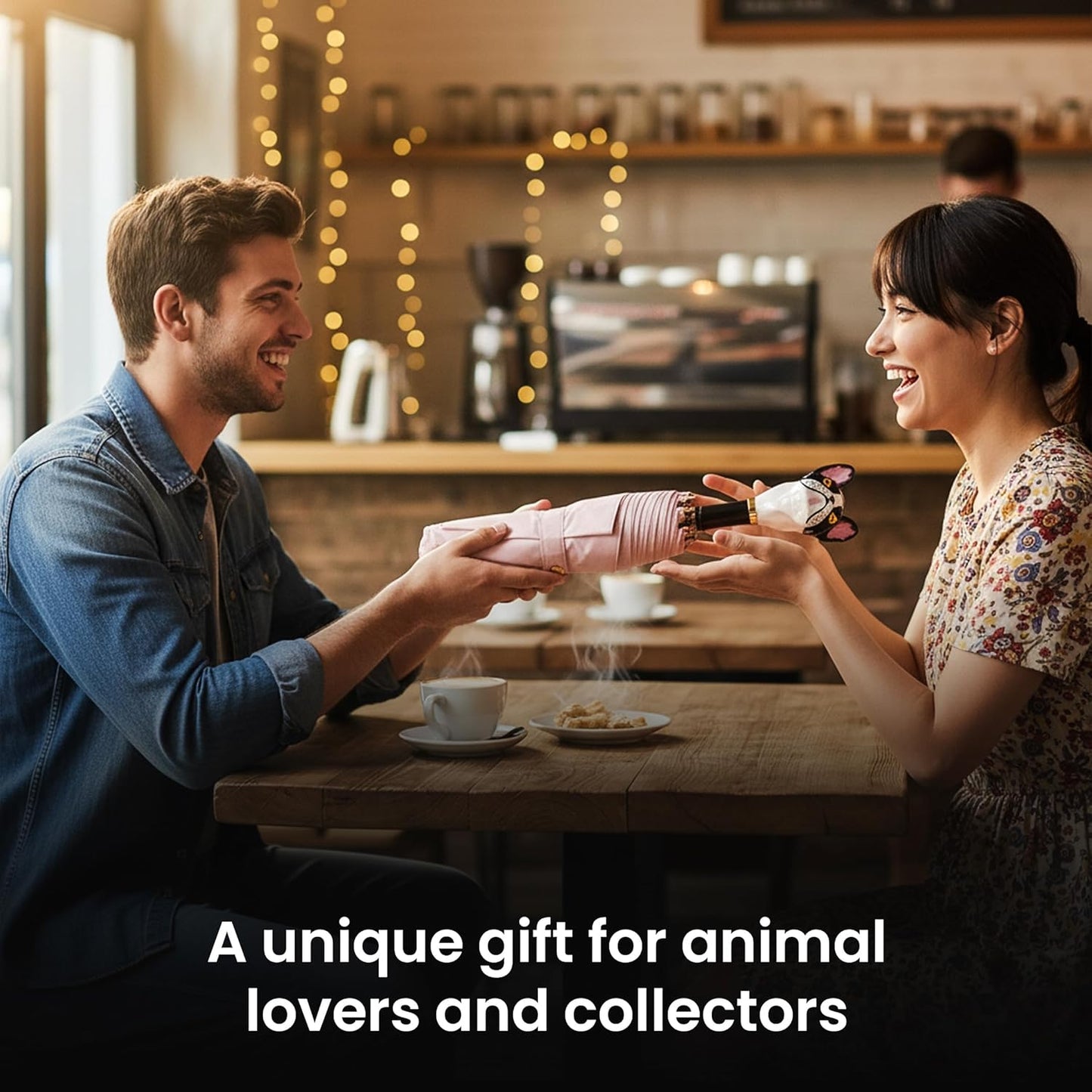 Handpainted Artisan Foldable Umbrella – Animal Lovers – Traditional Enamel Figurine – Fashion Umbrella – Unique Gift Idea – Compact & Windproof – Advanced UV Protection