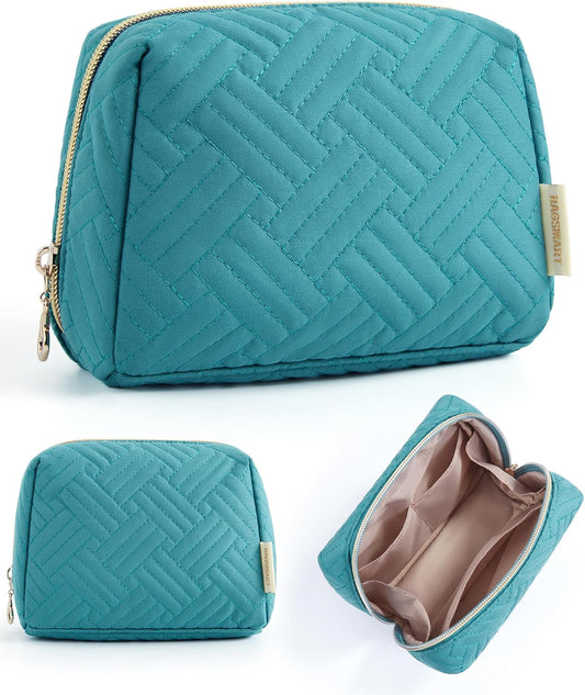 BAGSMART Small Makeup Bag, Travel Cosmetic Bag Make Up Pouch Small Travel Zipper Pouch,Water-resistant Toiletry Bag,Makeup Organizer Bag for Women, Blue