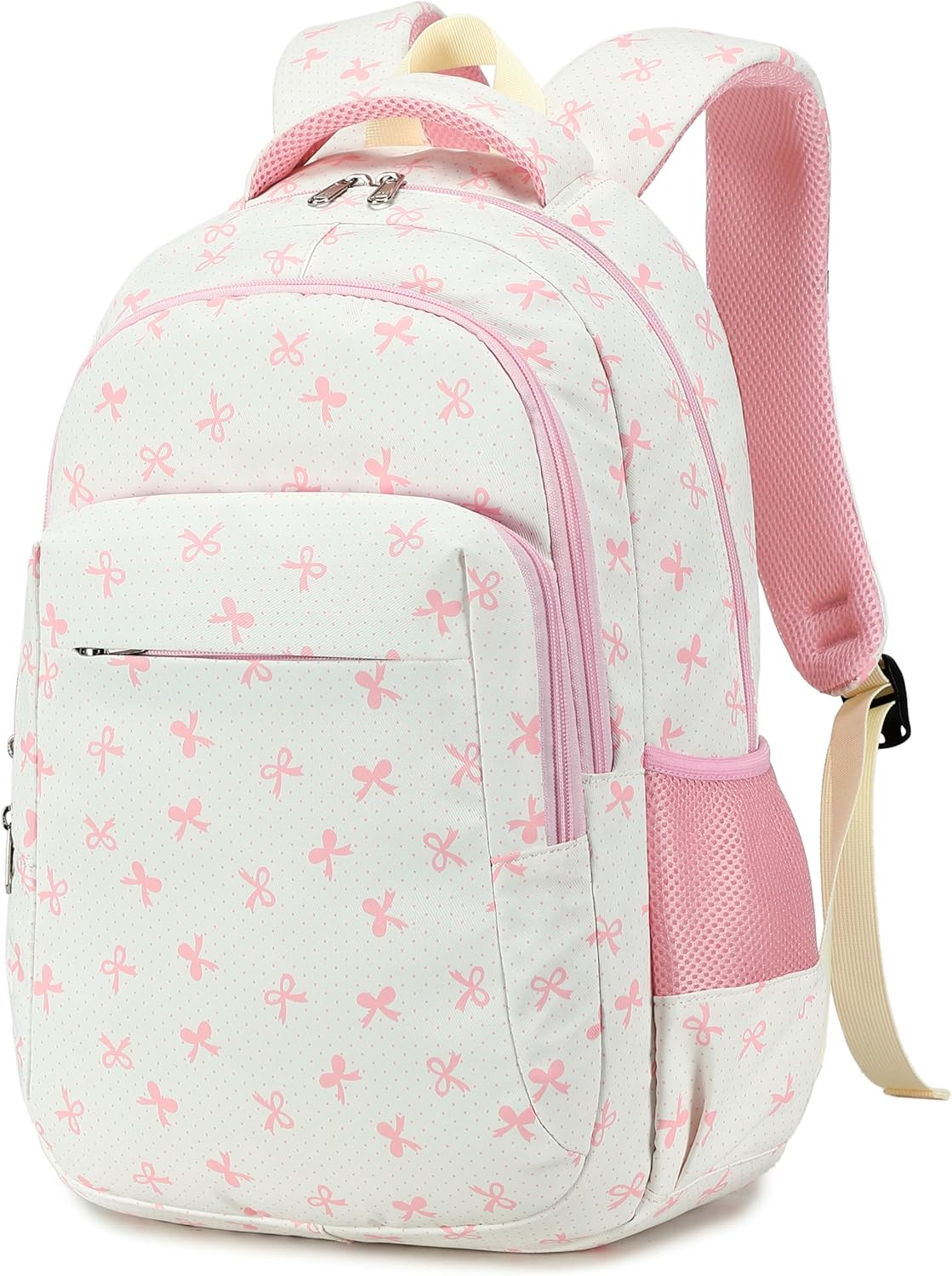 LEDAOU School Backpack for Girls Boys Kids Bookbag Elementary Primary Middle School Bag Travel Back Pack for Ages 6-14 (Pink Bow)