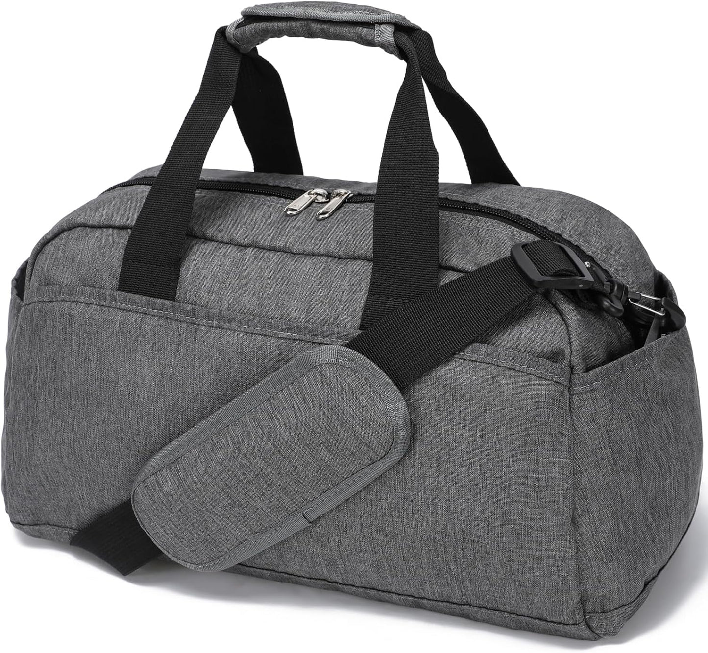 14 inch Small Gym Bag for Women & Men, Mini Duffel Bag for Travel Sports Lightweight Carry On Bag, Grey