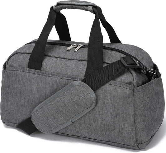 14 inch Small Gym Bag for Women & Men, Mini Duffel Bag for Travel Sports Lightweight Carry On Bag, Grey