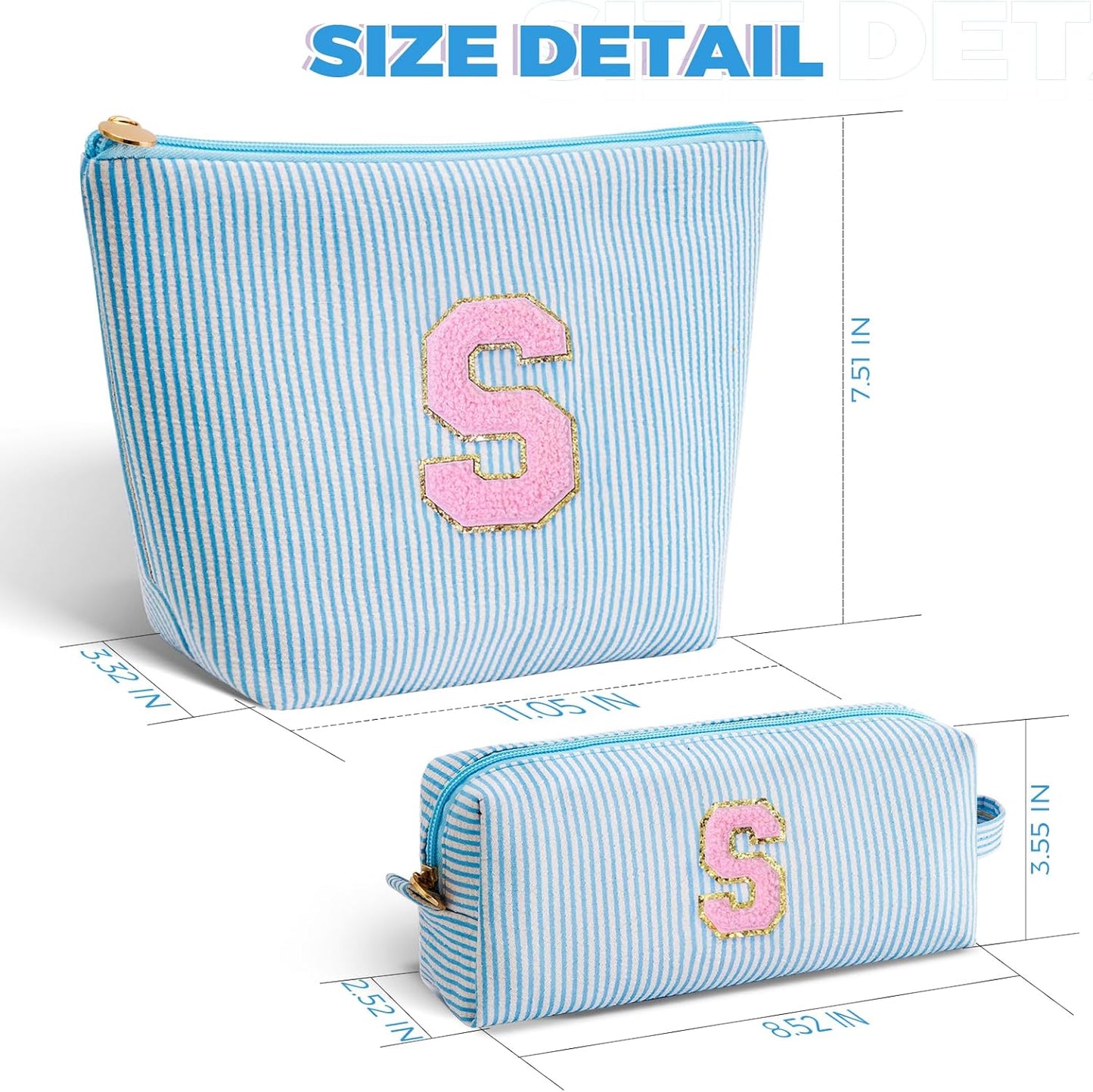 Gifts for Girls Teens Kids - Birthday Gift for Daughter Sister Her,Travel Essentials,Teen Girl Essentials,Cute Trendy Stuff Makeup Bag Set Cosmetic Bag - Blue,S
