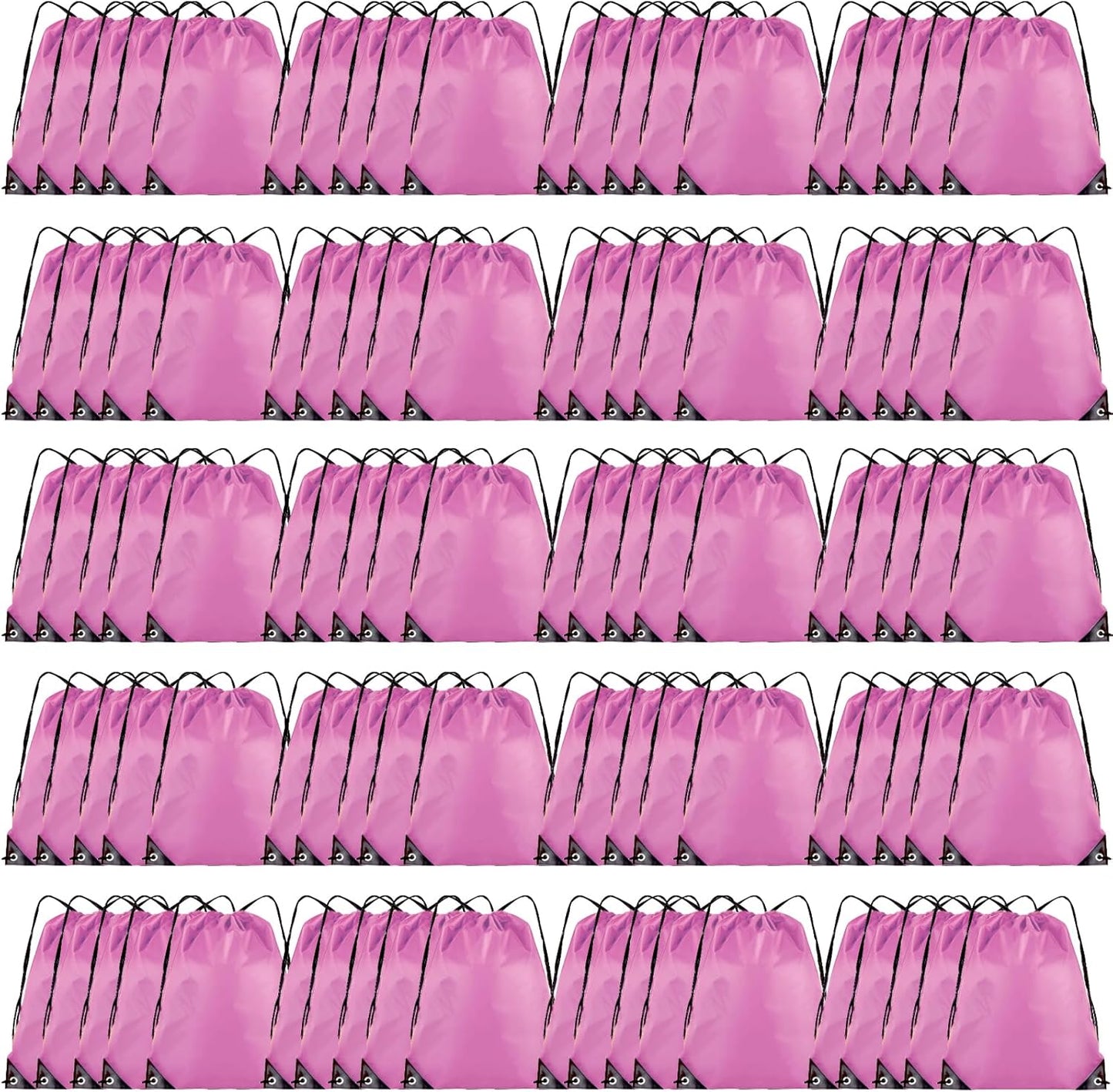 100 Pieces Drawstring Backpack Bulk Cinch Sackpack Ployster Drawstring Bags for Gym Party Trip(Pink)