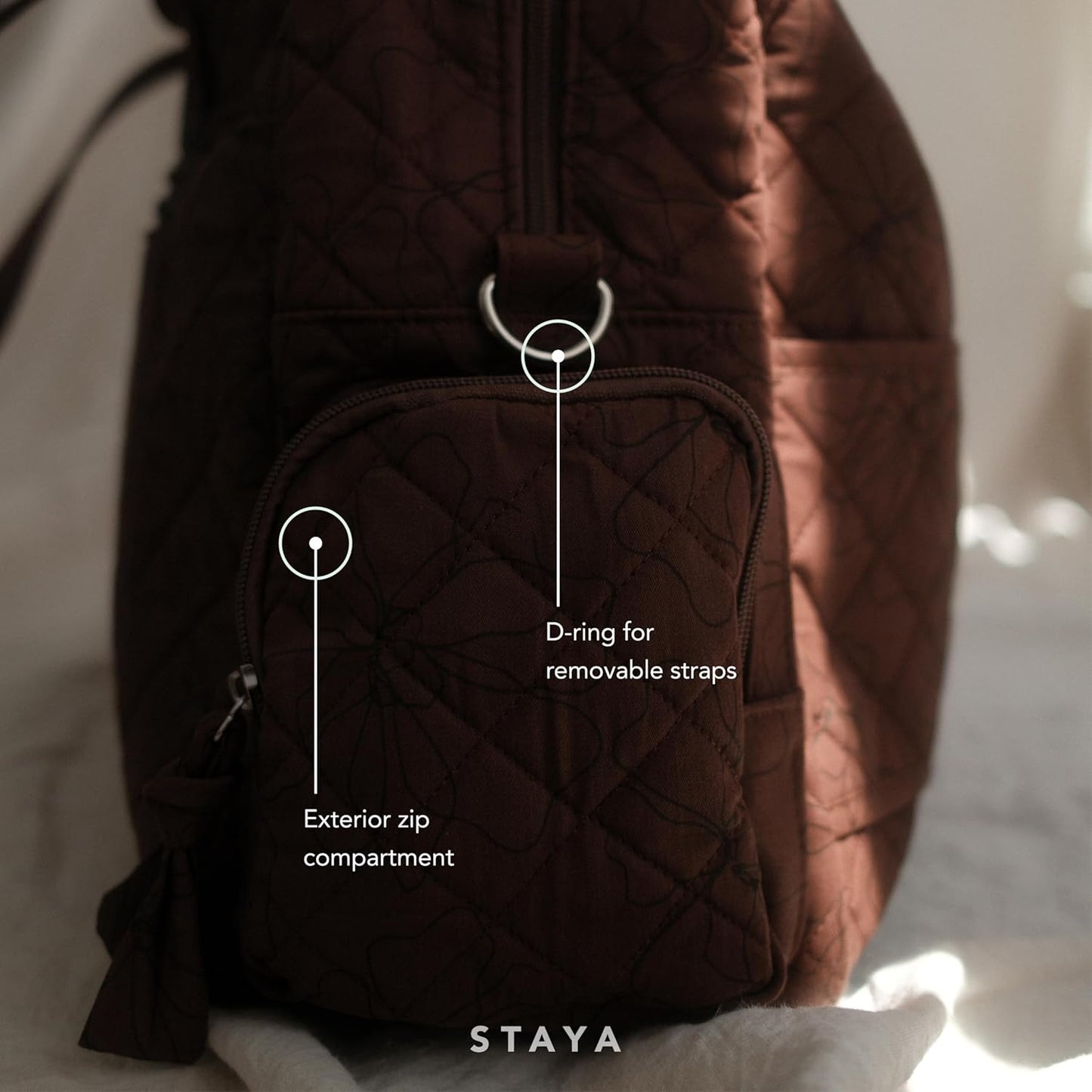 Staya Quilted Duffle Bag - Perfect Travel Companion, Quilted Weekender Bag for Women, (Cacao)