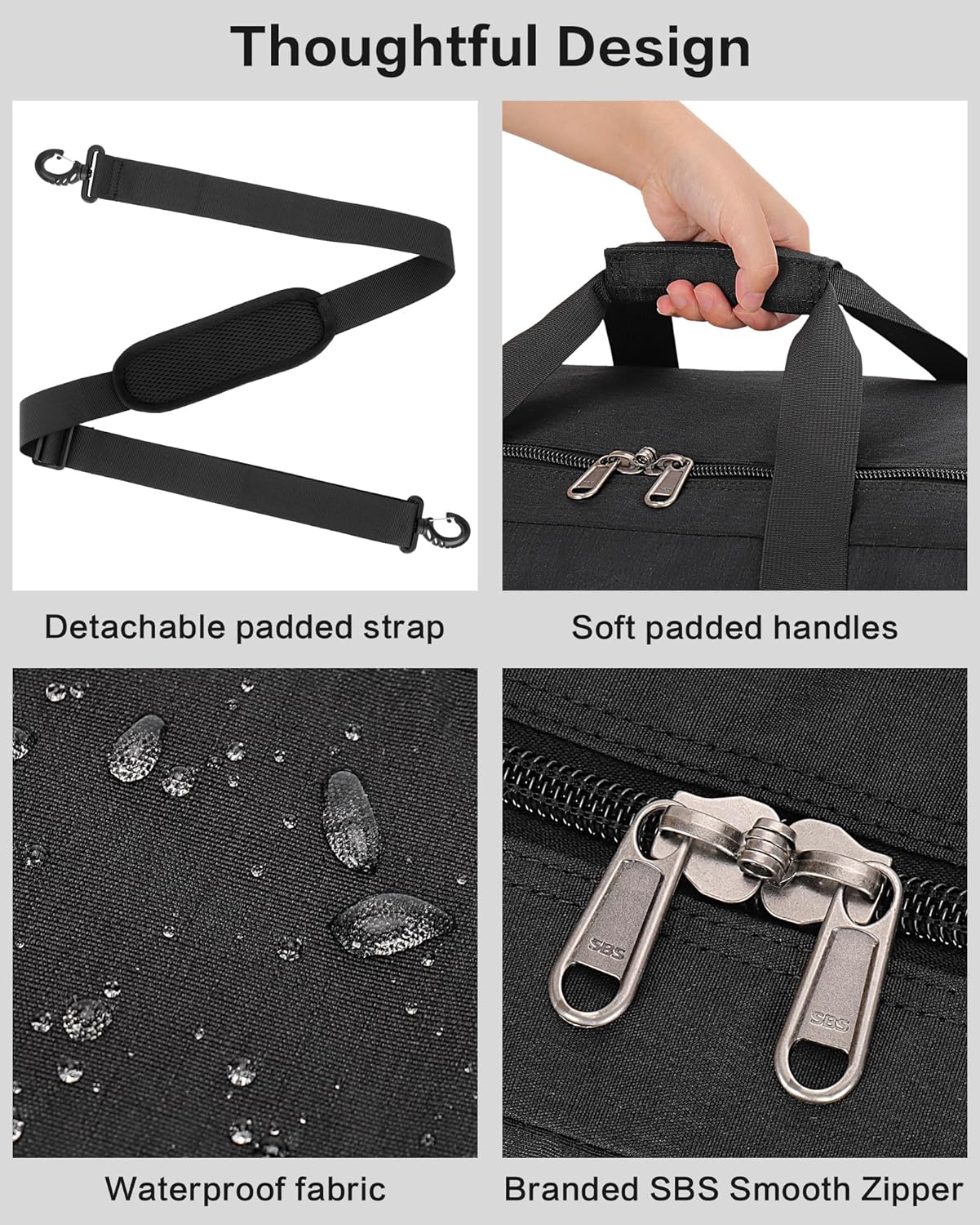 100L Foldable Large Travel Duffle Bag for Men and Women, Packable Duffel Bags with Shoe Compartment, Water Repellent & Tear Resistant (Black)