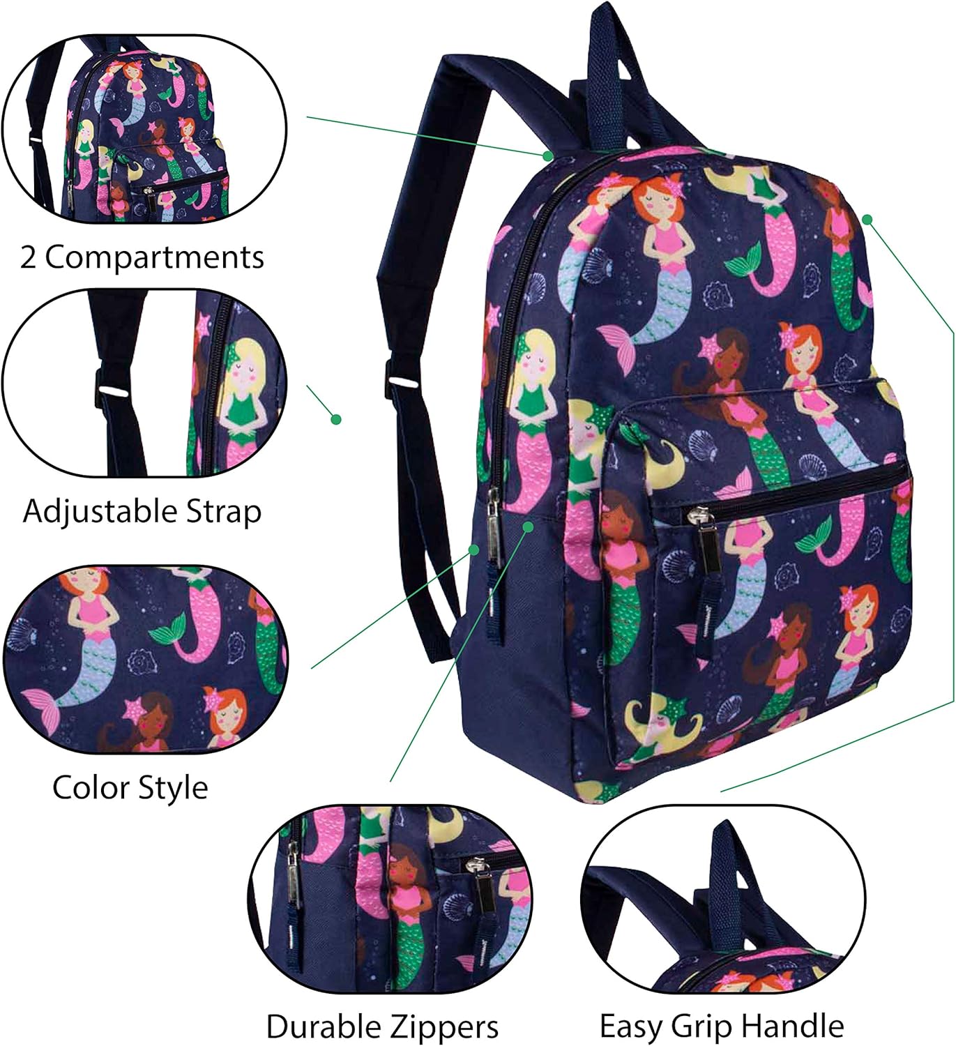 17" School Backpacks for Kids - Backpacks in Bulk for Elementary, Middle, and High School Students in Assorted Colors