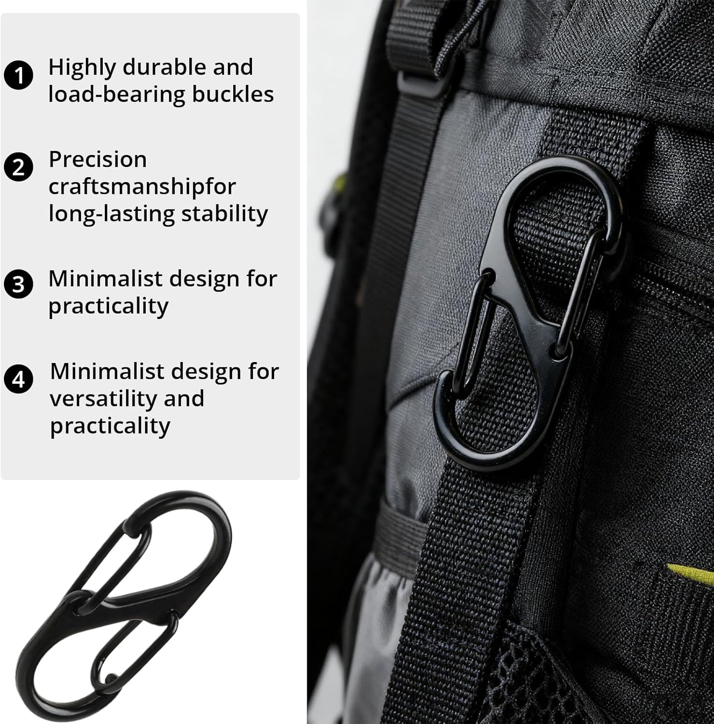 18 Anti-Theft Zipper Locks - Small S-Shaped Buckle, Suitable for Luggage and Backpack, Double-Opening Zipper Carabiner, Suitable for Travel and Camping.