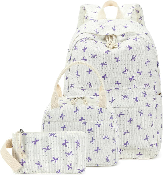 LEDAOU Backpack for Girls School Bag Kids Bookbag Teen Backpack Set Daypack with Lunch Bag and Pencil Case