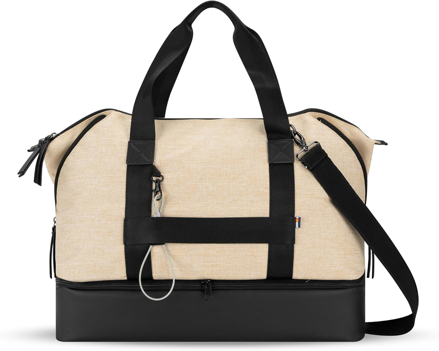 Sherpani Boston, Anti-Theft Weekender Bags,Travel Duffel Bag for Women, Carry On Tote Bag with Removable Shoe Bottom Compartment, Metal Hardware