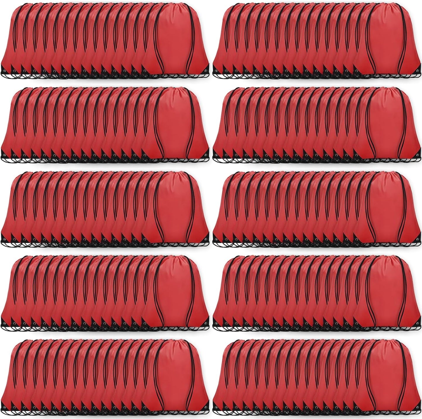 150Pcs Drawstring Backpack Bulk Cinch Sackpack Drawstring Bags Nylon for Gym Party Trip(Red)