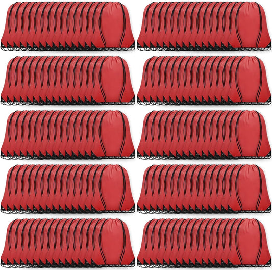 150Pcs Drawstring Backpack Bulk Cinch Sackpack Drawstring Bags Nylon for Gym Party Trip(Red)