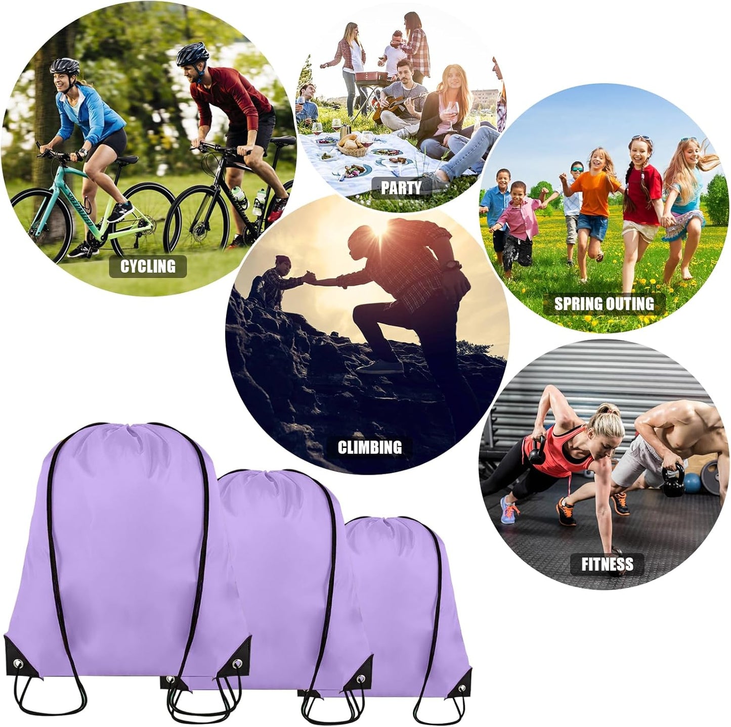 100 Pieces Drawstring Backpack Bulk Cinch Sackpack Ployster Drawstring Bags for Gym Party Trip(Lavender)