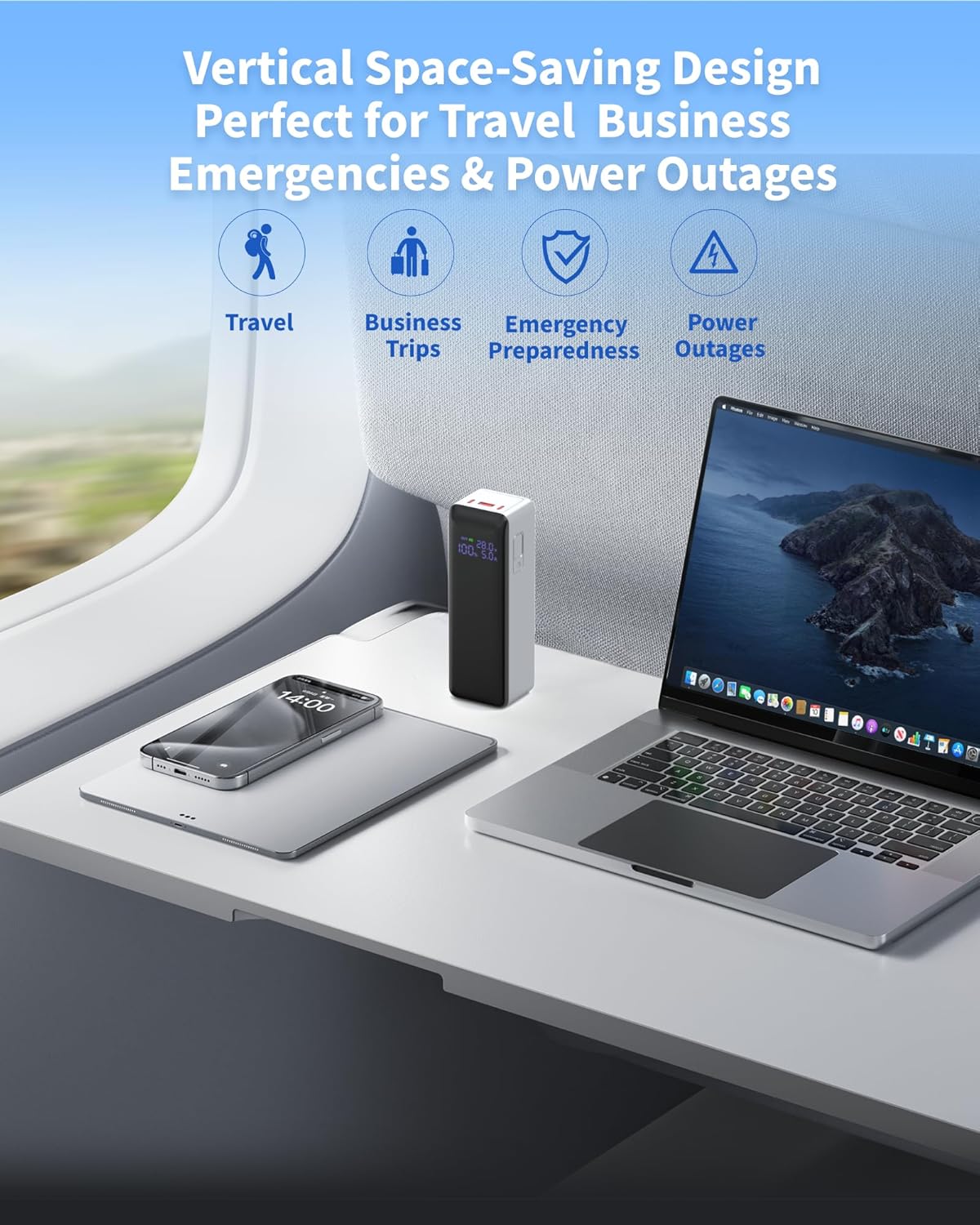 140W Power Bank,40,000mAh 3 USB-C-Port Laptop Portable Charger(148Wh), Digital Display,PD3.1 Fast Charging External Battery Pack Compatible with PC/iPhone 16/15/14/15 Series and More