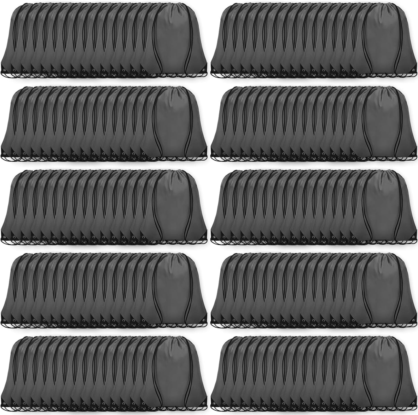 150Pcs Drawstring Backpack Bulk Cinch Sackpack Drawstring Bags Nylon for Gym Party Trip(Grey)