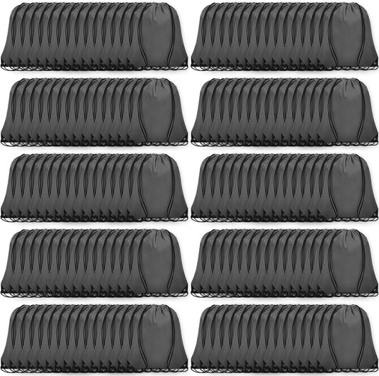 150Pcs Drawstring Backpack Bulk Cinch Sackpack Drawstring Bags Nylon for Gym Party Trip(Grey)