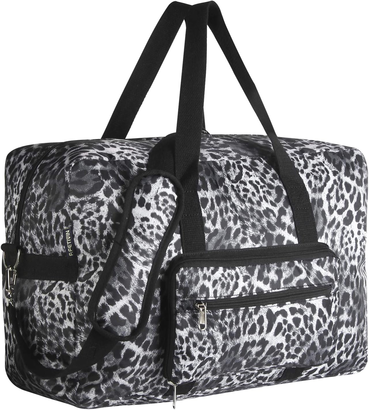 F.FETIVIN Travel Foldable Waterproof Duffel Bag - Lightweight Carry on Luggage Tote Duffel Bag(Leopard Print)
