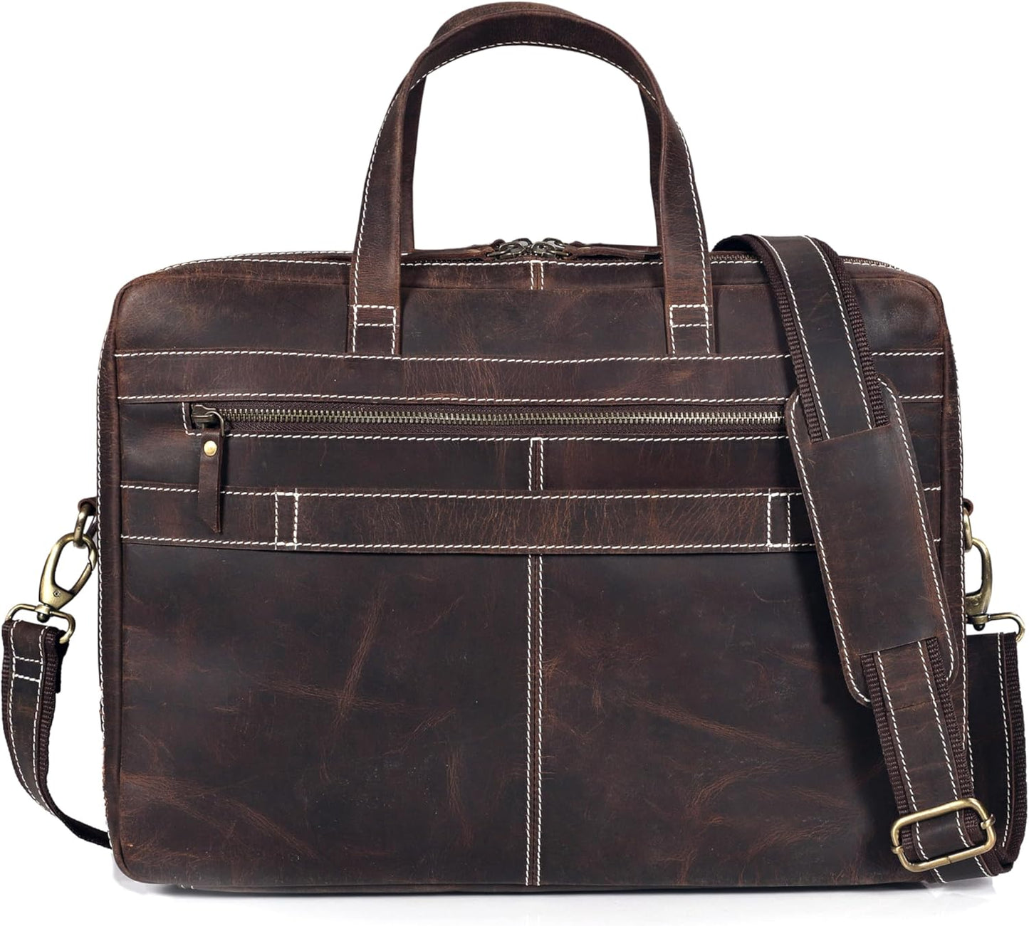 Full Grain italian Leather Briefcase for Men Top Choice Gifts Handcrafted Laptop Bag with Multiple Compartments