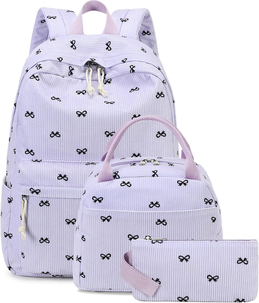 LEDAOU Backpack for Girls School Bag Kids Bookbag Teen Backpack Set Daypack with Lunch Bag and Pencil Case