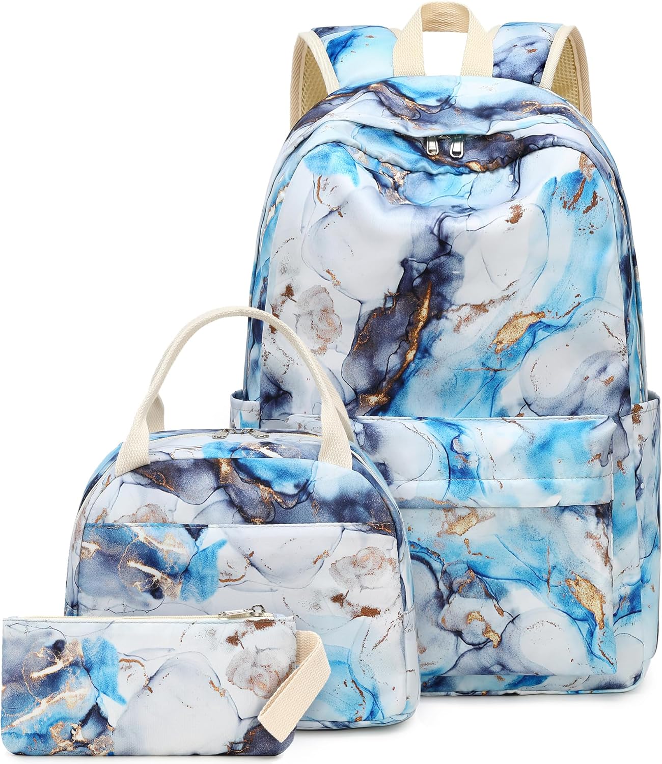 LEDAOU Backpack for Girls School Bag Kids Bookbag Teen Backpack Set Daypack with Lunch Bag and Pencil Case