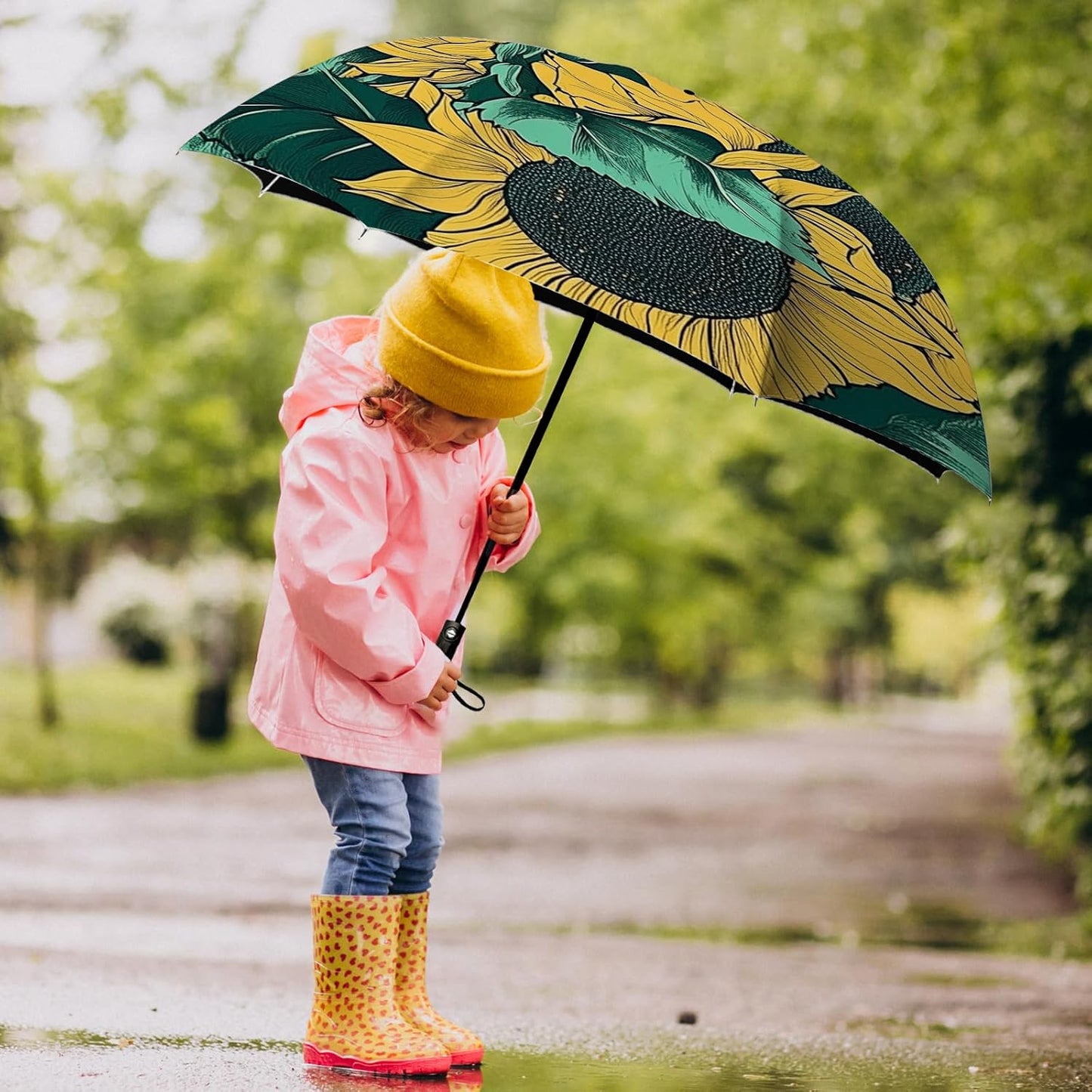 Small Compact Travel Automatic Folding Umbrella for Women, Portable Lightweight, Rain, Wind, UV Sun Shade