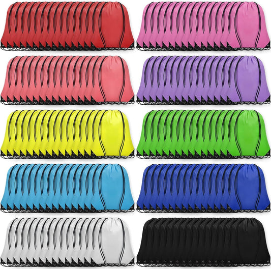 150Pcs Drawstring Backpack Bulk Cinch Sackpack Drawstring Bags Nylon for Gym Party Trip(10 Colors)