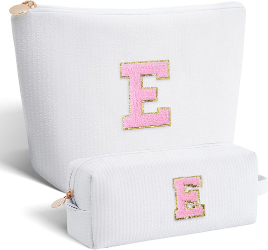 Teen Girl Travel Essentials - Birthday Gifts for Girls Teens Kids Daughter Sister Her,Cute Trendy Stuff Makeup Bag Set Cosmetic Bag - White,E