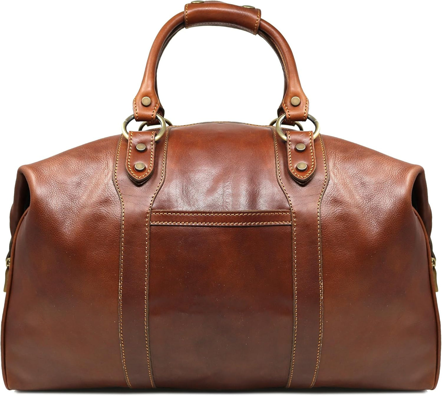 Floto Roma Travel Bag Saddle Brown Large Italian Leather Weekender Duffle