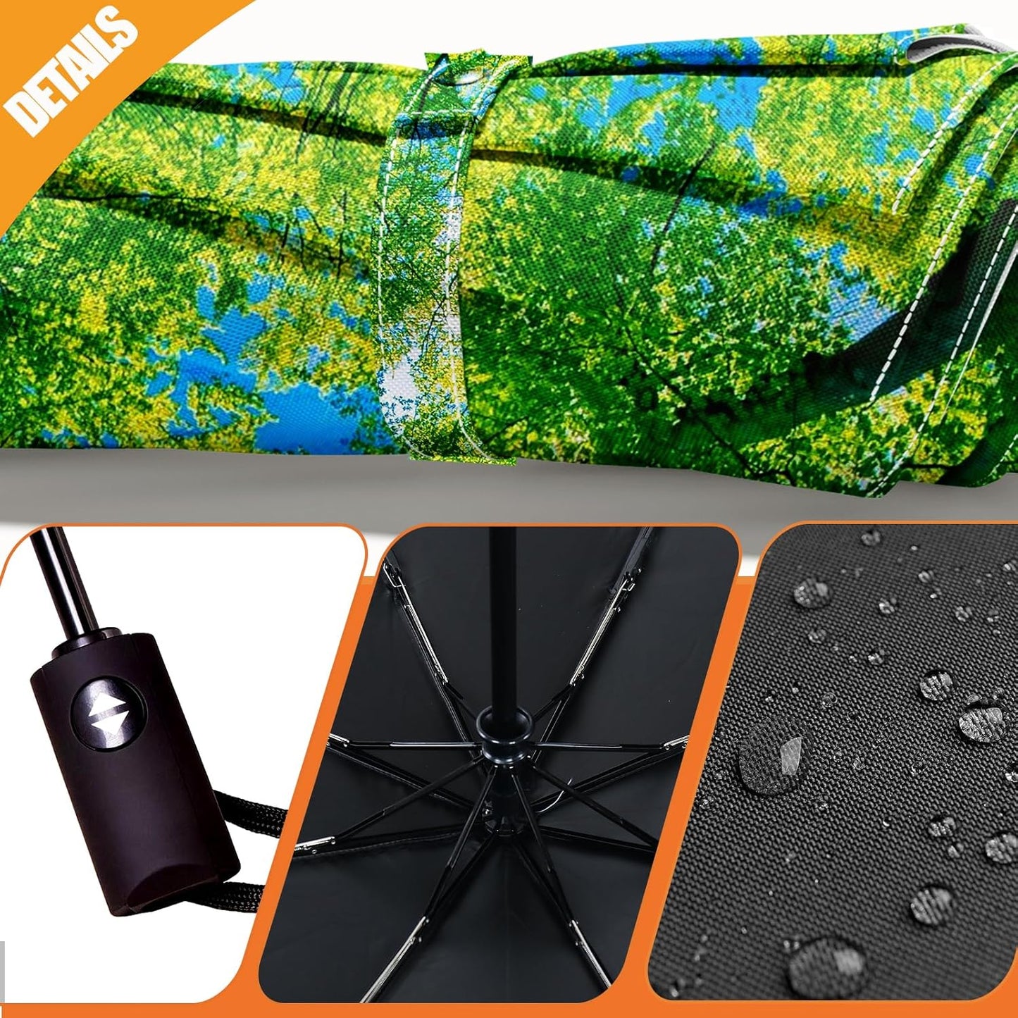 Small Compact Travel Automatic Folding Umbrella for Women, Portable Lightweight, Rain, Wind, UV Sun Shade