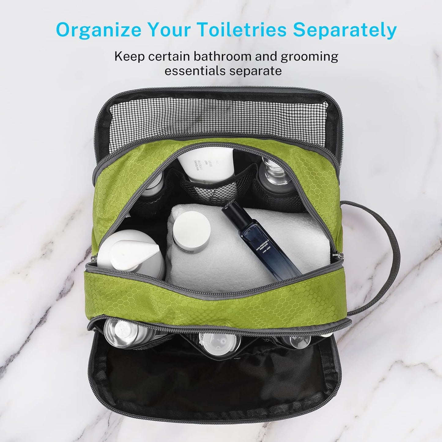 Gonex Travel Toiletry Bag Nylon, Shaving Bag Toiletry Organizer Green