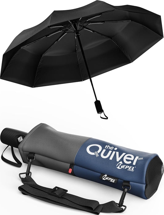 REPEL Windproof Travel Umbrella - Compact & Withstands Winds up to 85MPH , Strongest Premium Auto Folding Umbrella for Rain and Sun - Durable, Light & Portable for Women & Men , Fits Backpack & Cars