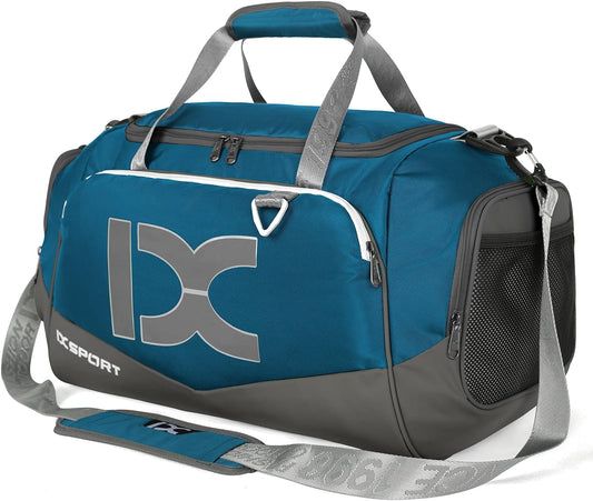 Sports Gym Bag，INOXTO Travel Duffel Bag with Dry Wet Pocket And Shoe CompartmentFor Women and Men，40L/55L Fitness Waterproof Weekender Bag For Swim Sports Travel Working Out (Blue gray, 40L)