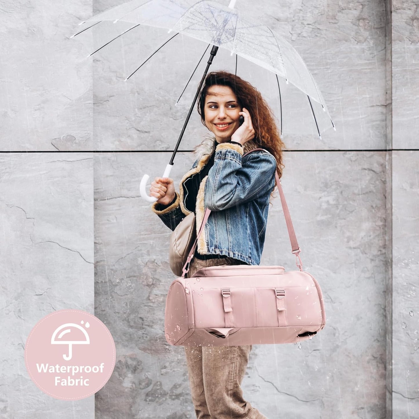 Gym Bag with Shoes Compartment and Wet Pocket - Sports Duffle for Men and Women, Travel Backpack Weekender Overnight Bag Pink- MIYCOO