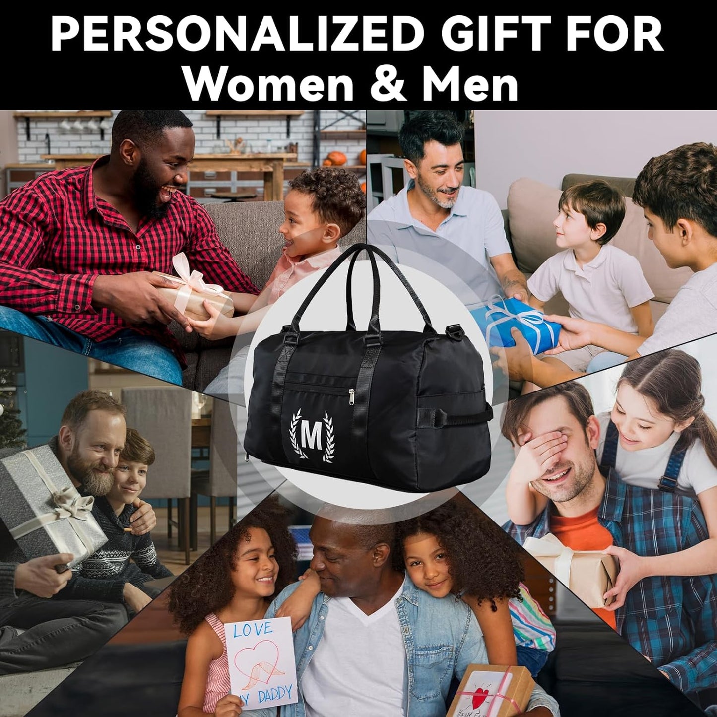 Gym Bag for Women & Men, Travel Duffle Bag with Wet Pocket & Shoes Compartment, Personalized Present for Men& women Teenager Girls Initial Birthday Gifts for Mom Dad Friends