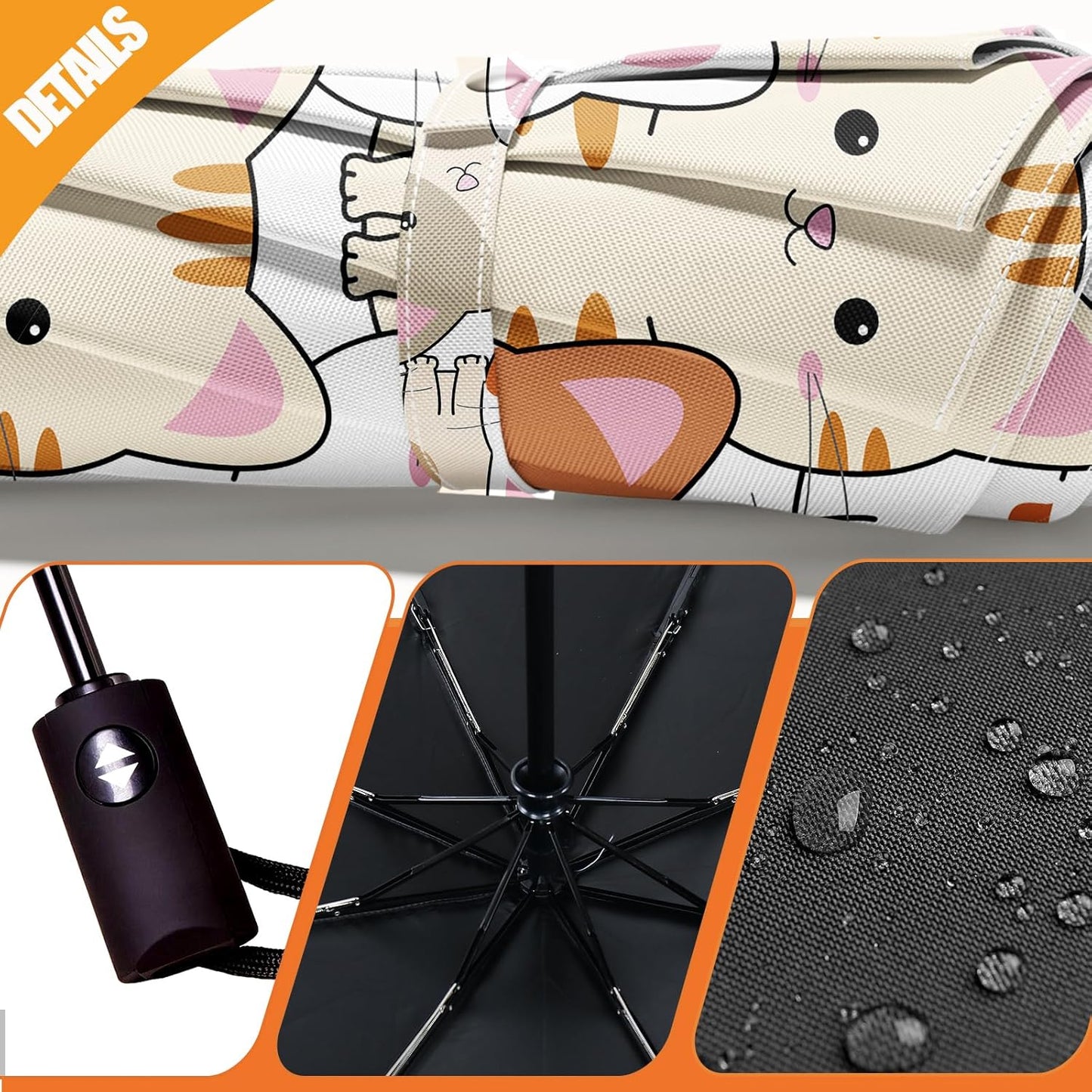 Small Compact Travel Automatic Folding Umbrella for Women, Portable Lightweight, Rain, Wind, UV Sun Shade