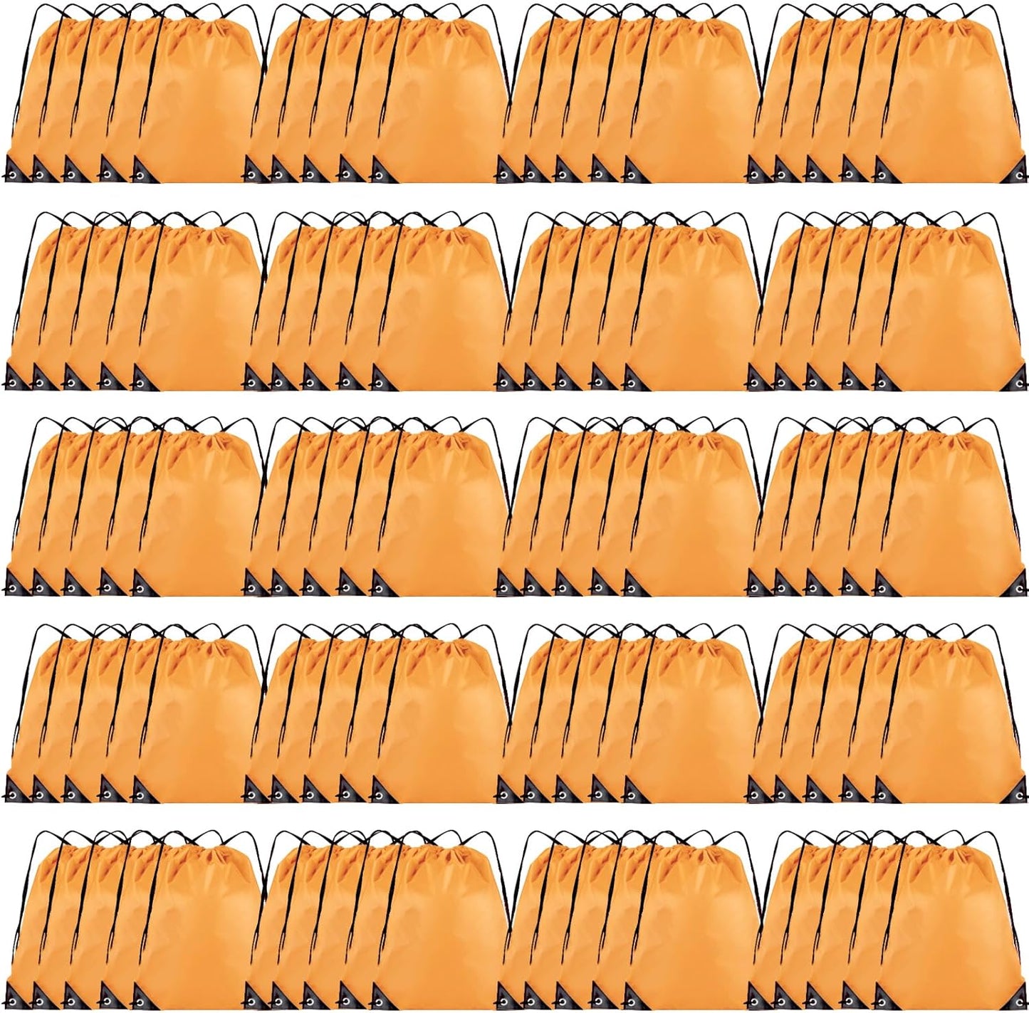 100 Pieces Drawstring Backpack Bulk Cinch Sackpack Ployster Drawstring Bags for Gym Party Trip(Orange)