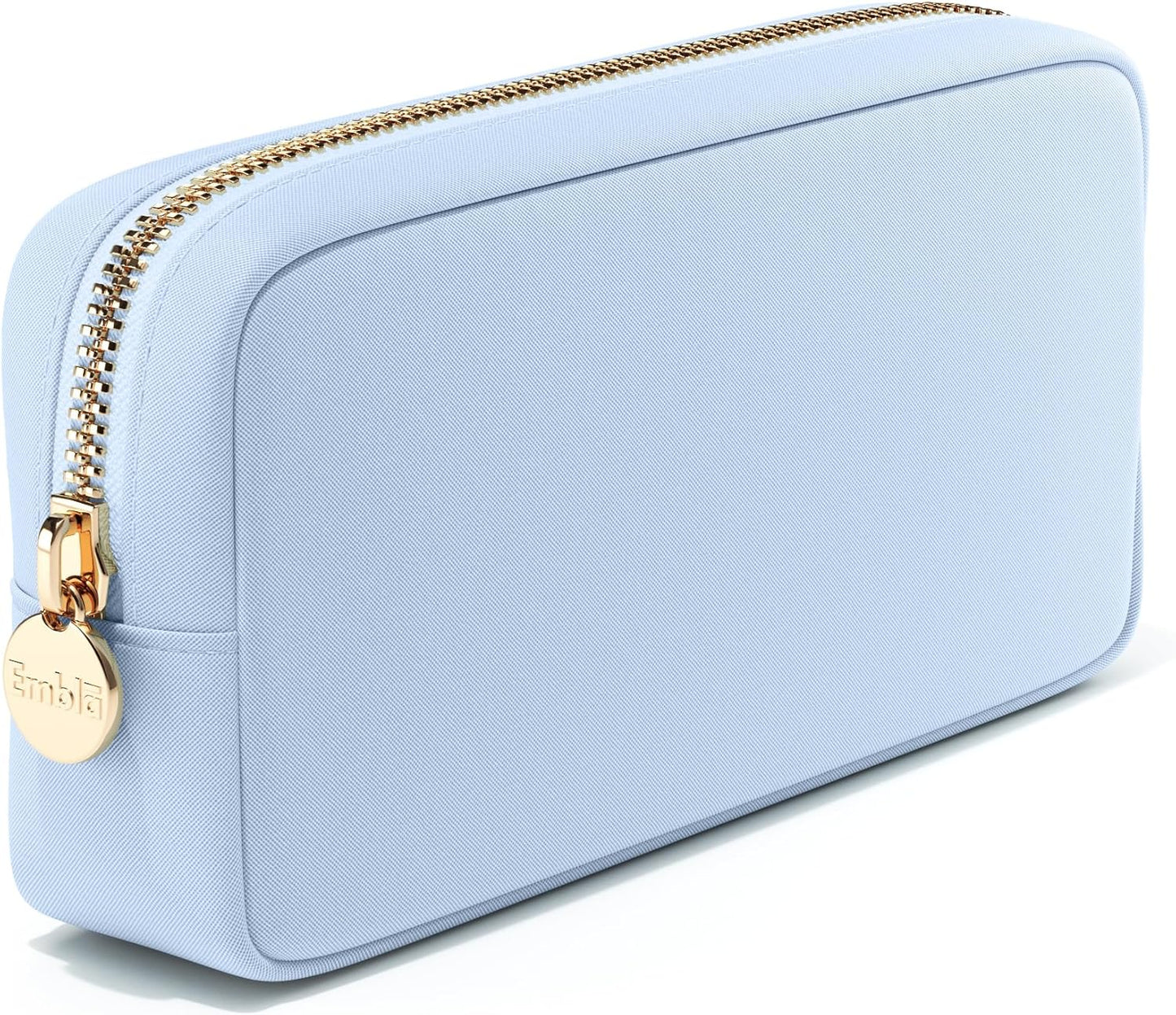 Embla Makeup Bag Travel Cosmetics Pouch and Toiletry Bag, Nylon Zipper Pouch Purse, Cute Make Up Organizer Storage Tote for Women Girls, Waterproof Travel Skincare Case, Small Makeup Bags, Sky Blue