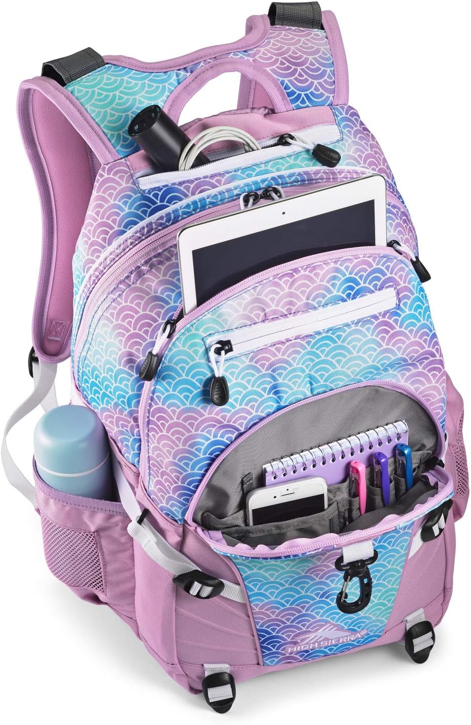 High Sierra Loop Backpack, Travel, or Work Bookbag with tablet sleeve, One Size, Rainbow Scales